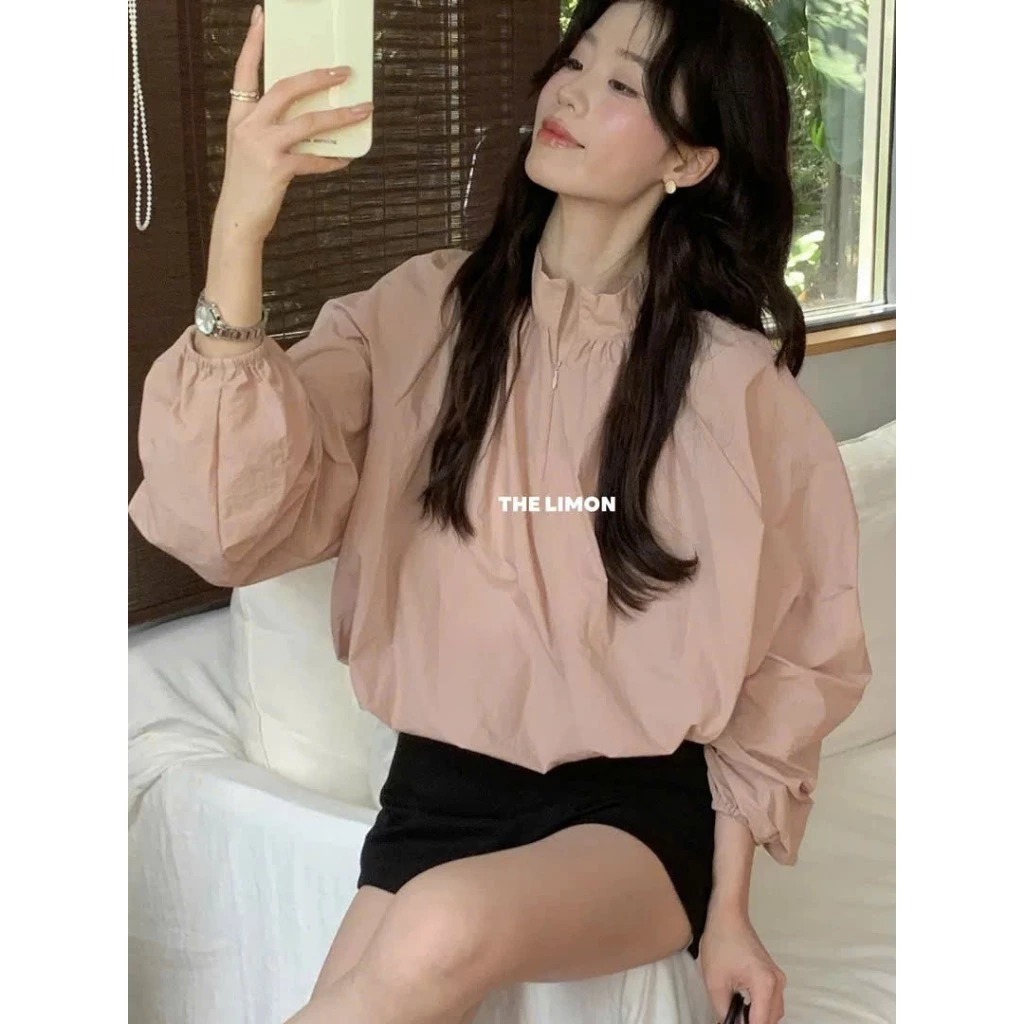 Áo sơ mi khoá cổ trụ chất gió Miho House | BigBuy360 - bigbuy360.vn