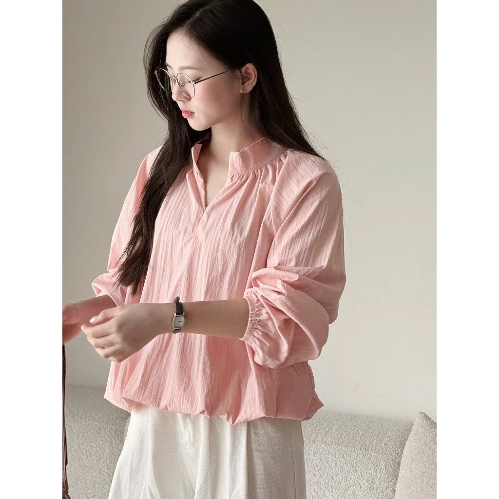 Áo sơ mi khoá cổ trụ chất gió Miho House | BigBuy360 - bigbuy360.vn