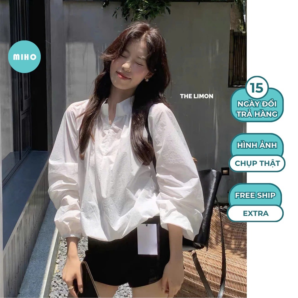 Áo sơ mi khoá cổ trụ chất gió Miho House | BigBuy360 - bigbuy360.vn
