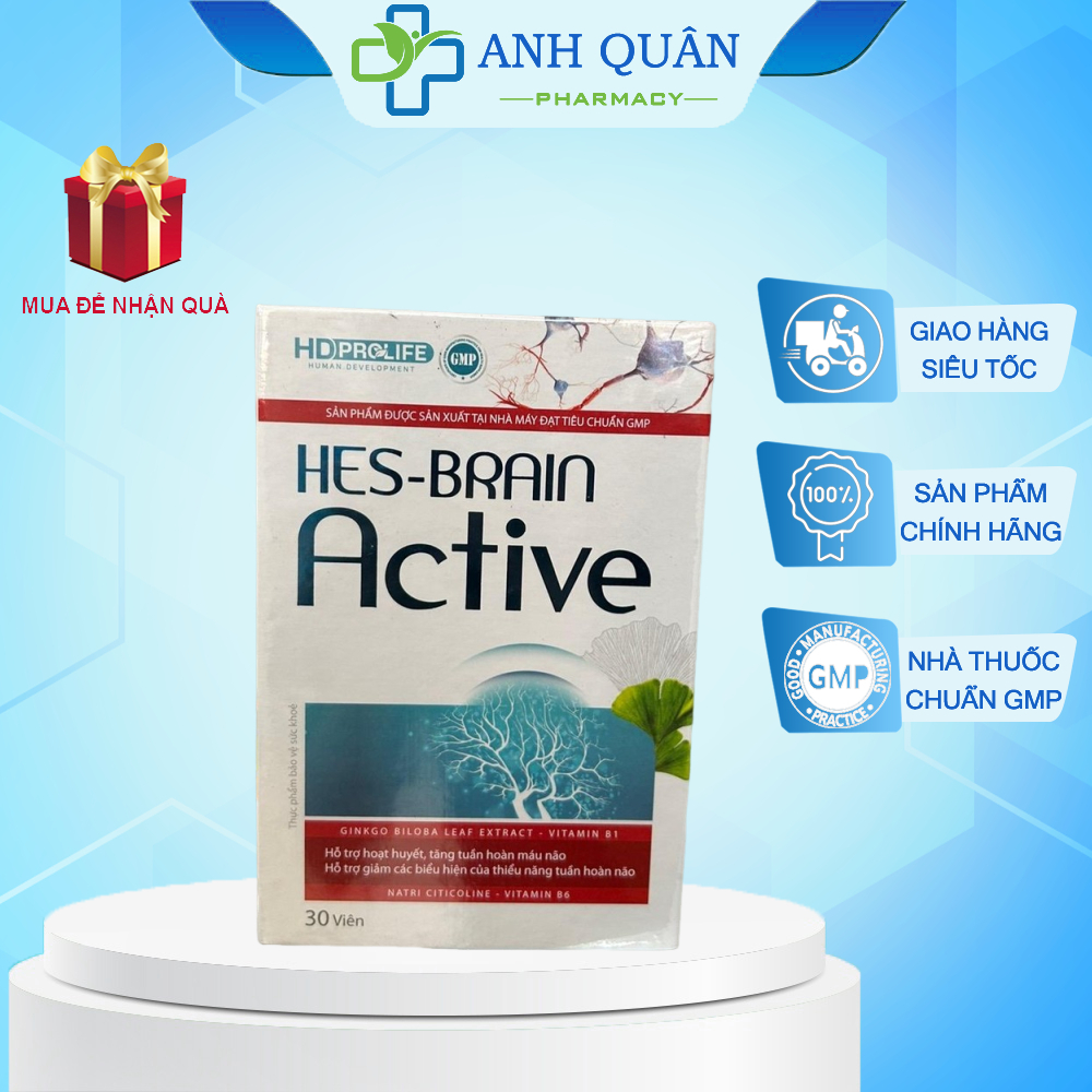 [CHÍNH HÃNG] Viên uống Bổ Não HES-BRAIN ACTIVE - Hỗ trợ Giảm căng thẳng do stress - Hộp 30 viên (hàn