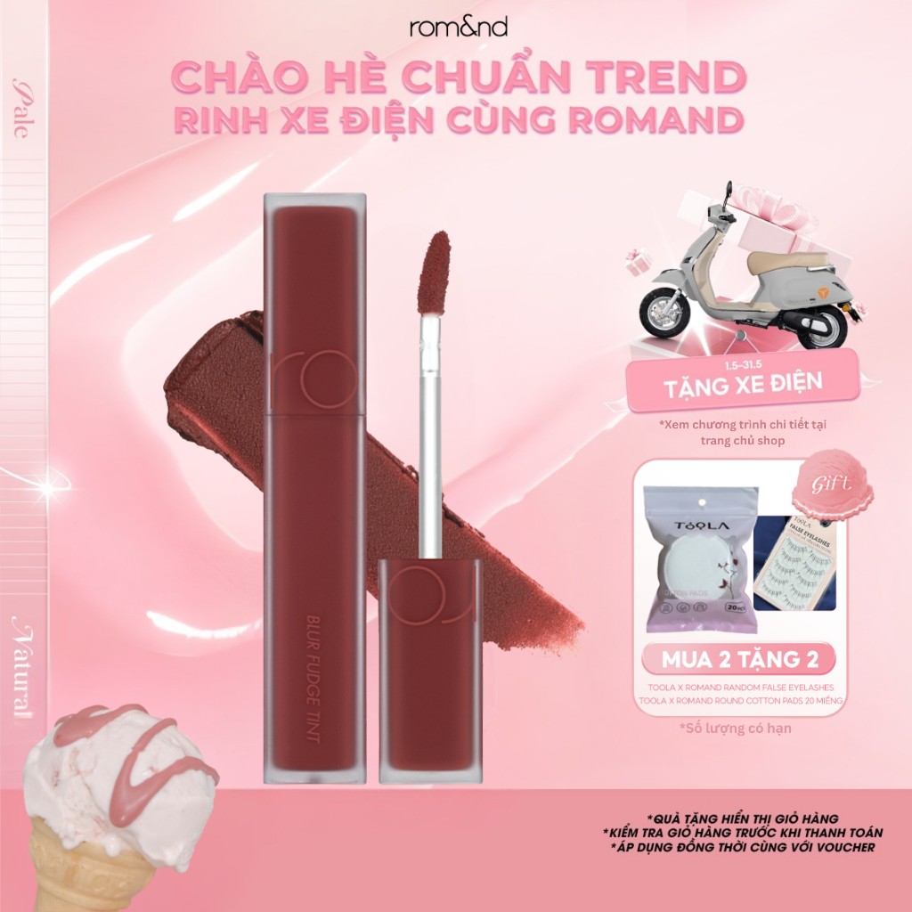 [Rom&nd] Son kem siêu lì, cho đôi môi mịn mượt Hàn Quốc Romand Blur Fudge Tint 5g