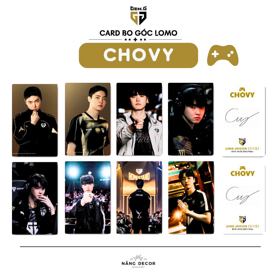 [HCM] Card Bo Góc Gen.G CHOVY Jung Jihoon LOL (Liên Minh Huyền Thoại) - Size 5.4 x 9cm | Nắng Decor 