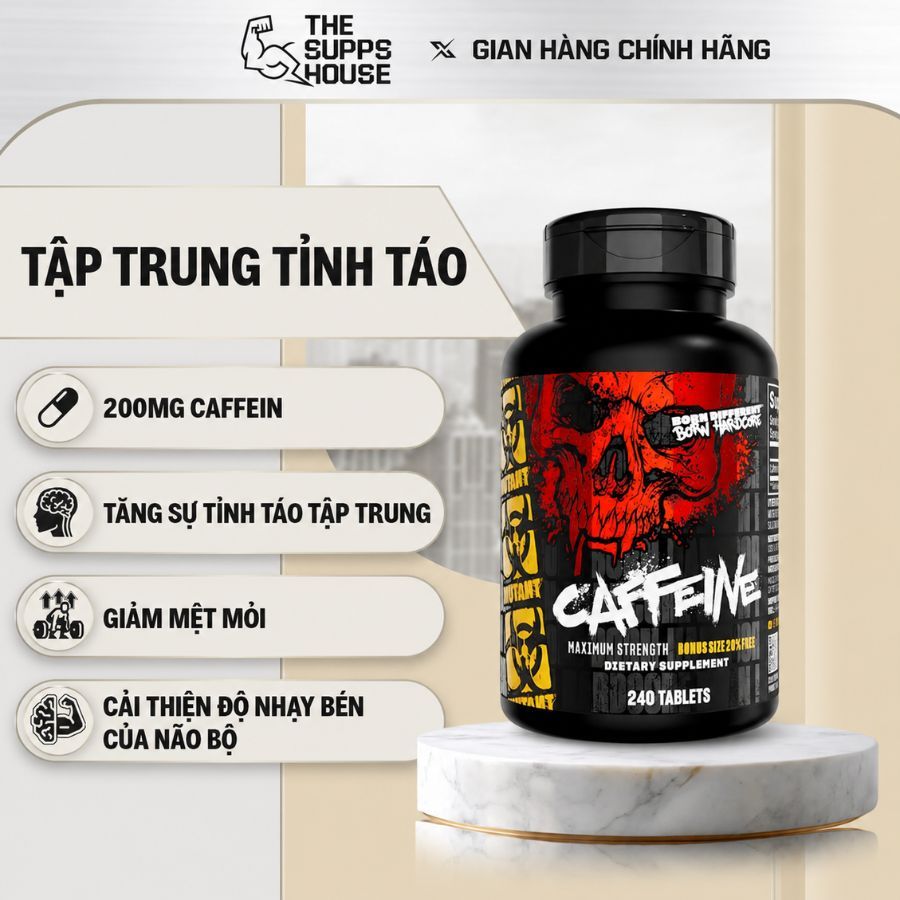 MUTANT Caffeine - 240  viên cà phê hỗ trợ tỉnh táo, tăng cường tập trung, giảm mệt mỏi