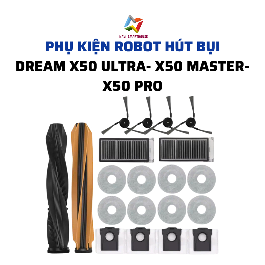 Phụ kiện robot hút bụi Dream X50 Master, X50 Ultra, L40s pro ultra, L40s ultra khăn, lọc, chổi cạnh,