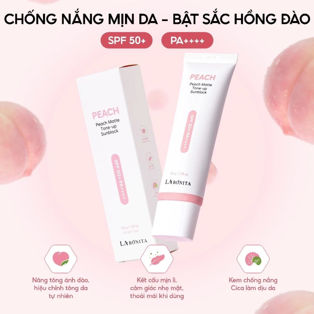 Ảnh 3 của Kem chống nắng Labonita Peach Matte Tone-Up Sunblock nâng tone, giảm ảnh hưởng từ tia UV .