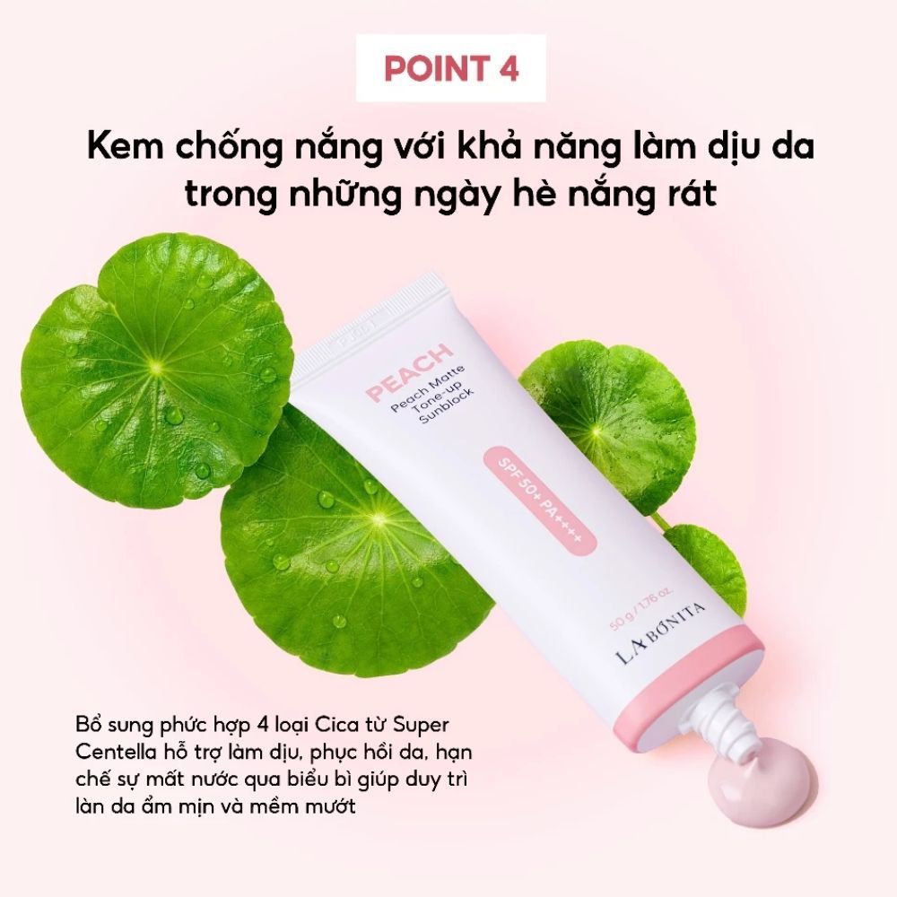 Ảnh 8 của Kem chống nắng Labonita Peach Matte Tone-Up Sunblock nâng tone, giảm ảnh hưởng từ tia UV .