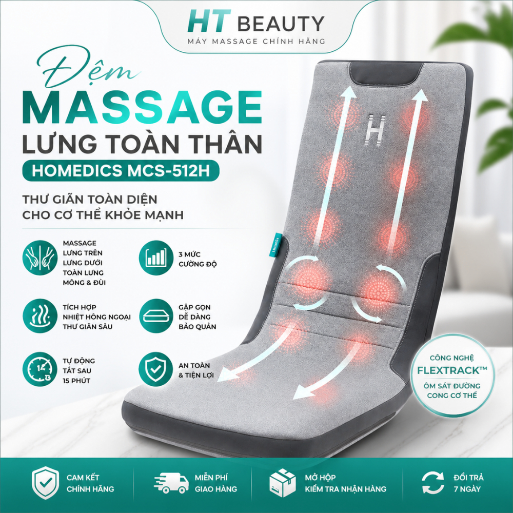Đệm massge lưng toàn thân Homedics MCS-512H Cổ Vai Gáy HT Beauty