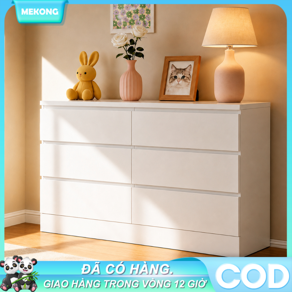 MK Tủ ngăn kéo đa năng thiết kế hiện đại cho phòng ngủ 6 ngăn bền đẹp 120x40x69cm