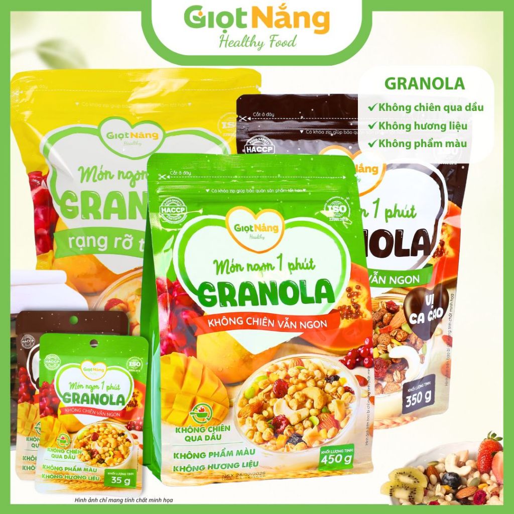 Granola Ngũ Cốc Ăn Sáng Lành Mạnh Với Hạt Dinh Dưỡng Trái Cây Từ Giọt Nắng