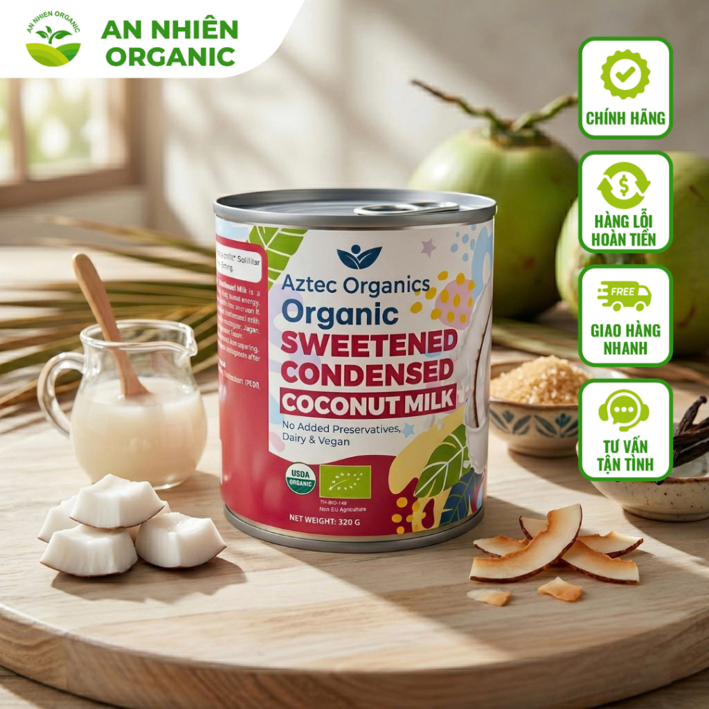 Sữa Đặc Dừa Hữu Cơ Thuần Chay Aztec Organic 320g