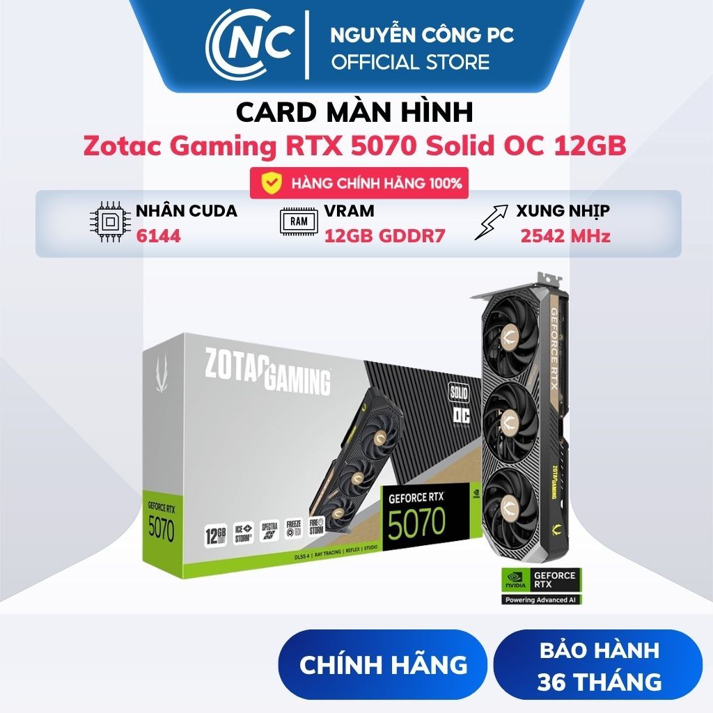 Card màn hình Zotac Gaming RTX 5070 Solid OC 12GB - BH 36 tháng