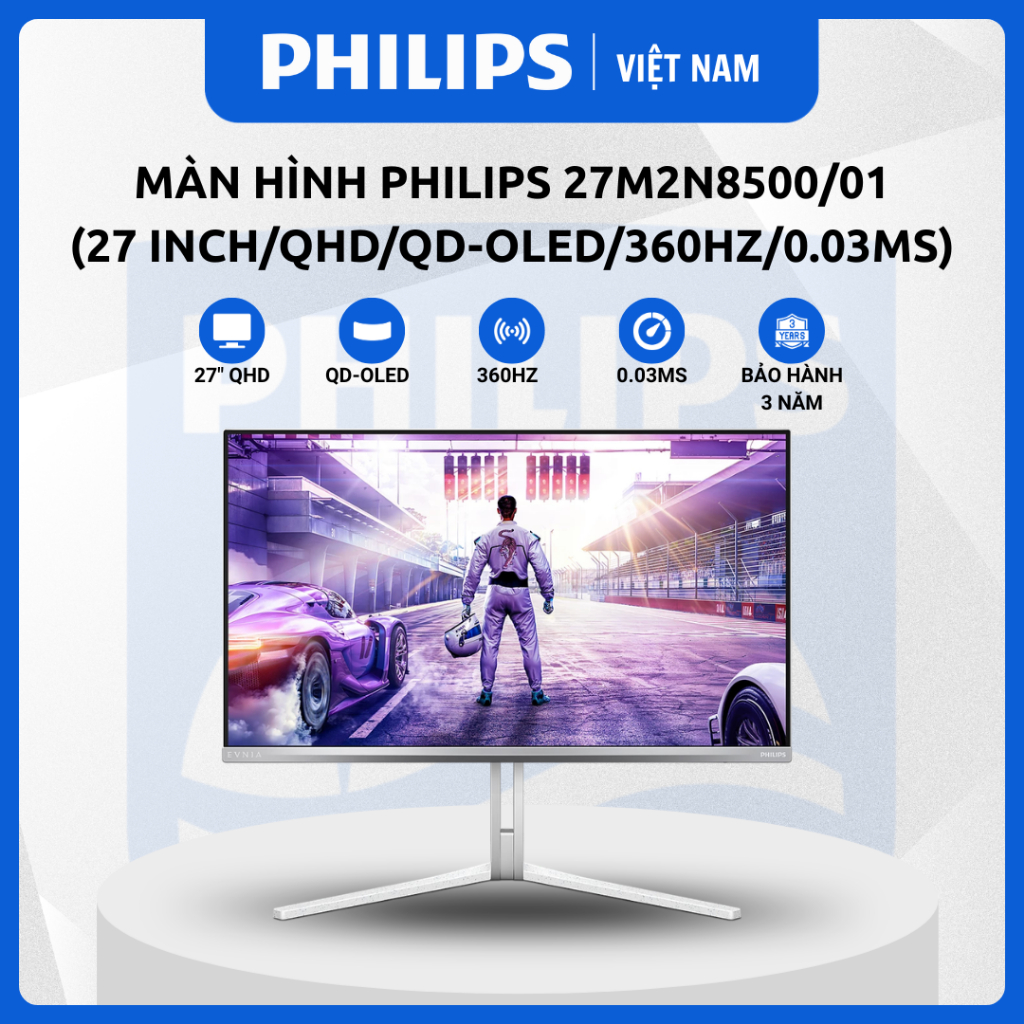 Màn hình QD-OLED Philips 27M2N8500/01 (27 inch/QHD/QD-OLED/360Hz/0.03ms/Trắng) - CHÍNH HÃNG