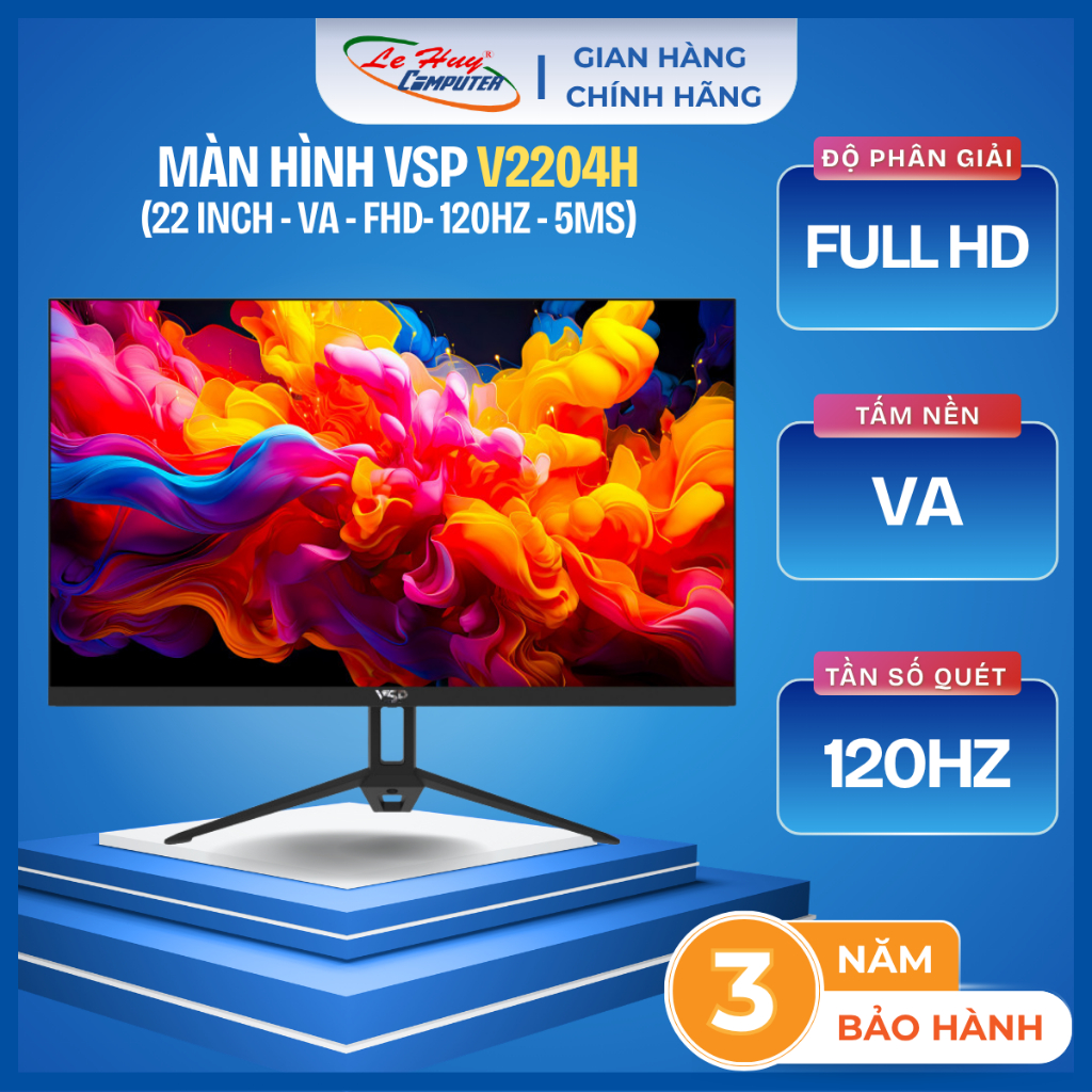 Màn Hình LCD Phẳng VSP V2204H Black (21.5 / VA / FHD / 120Hz / 5ms) - Hàng Chính Hãng