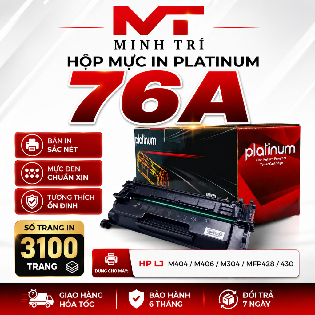 Hộp mực Platinum 76A dùng cho HP M404dn, M406dn, M428fdw | Mực In Minh Trí