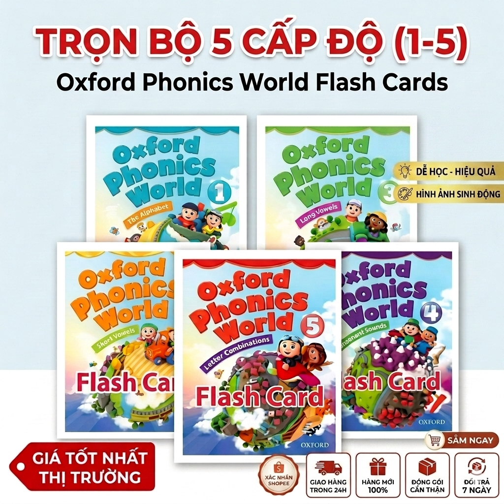 Bộ Flashcard Oxford Phonics World 1 2 3 4 5 Cho Bé Học Tiếng Anh | Thẻ Học Phonics, Từ Vựng, Phát Âm