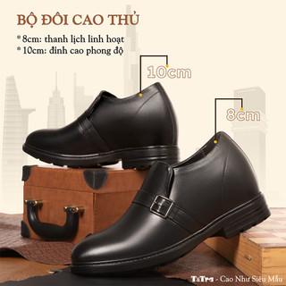 [10CM] Giày Nam Đế Cao T&Tra T90 Đen - Ít Dốc Mang Thoải Mái Hơn