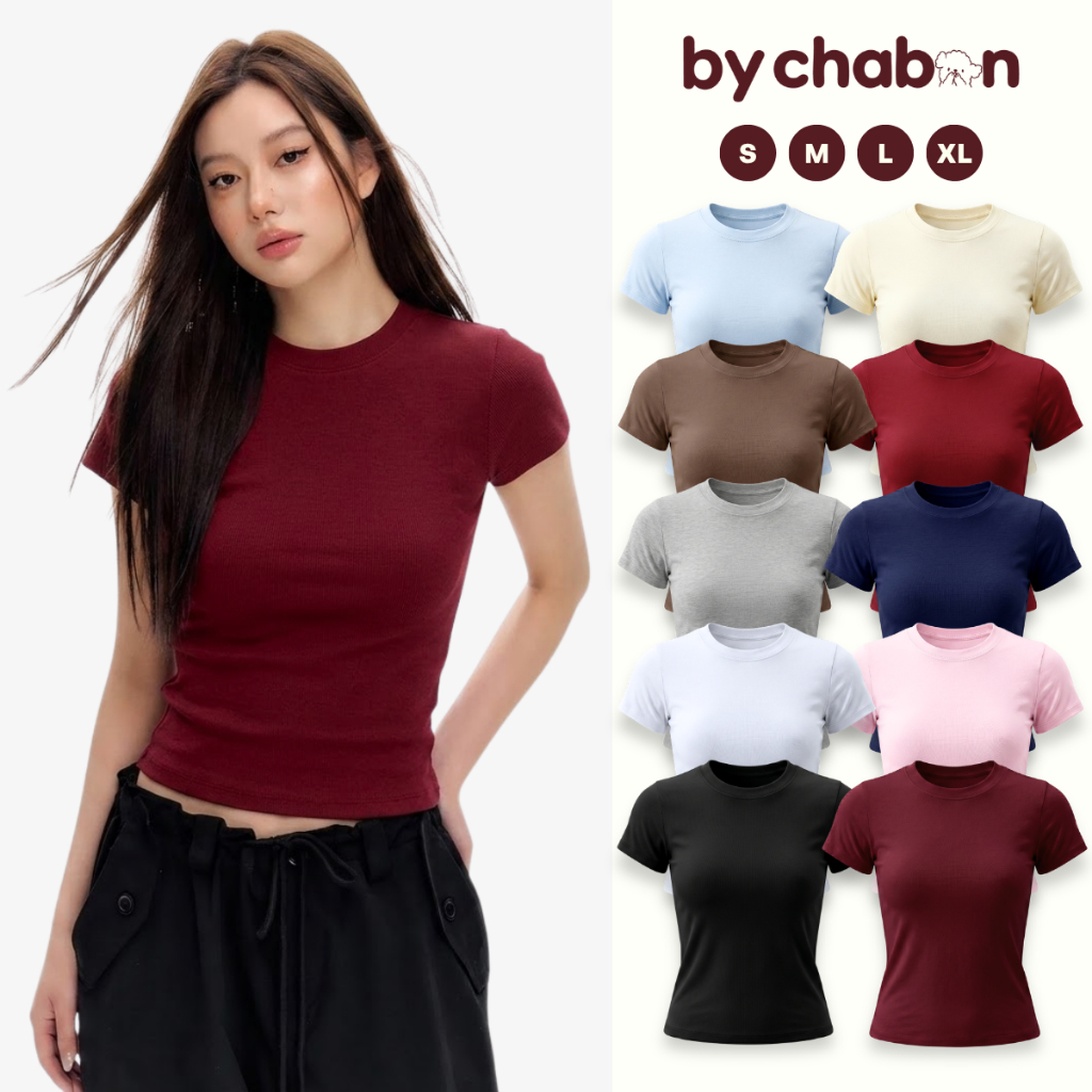 Áo Thun Nữ Baby Tee Dáng Ôm Cổ Tròn Chất Thun Co Giãn Nhiều Màu By ChaBon CB01