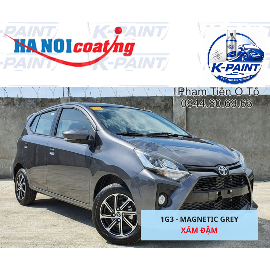 Sơn Xịt Xóa Vết Xước cho xe TOYOTA WIGO màu XÁM ĐẬM mã màu 1G3 - MAGNETIC GREY chính hãng K-PAINT