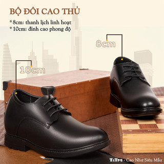 [ 8CM ] Giày Độn Nam T&Tra T82 Đen - Ít Dốc
