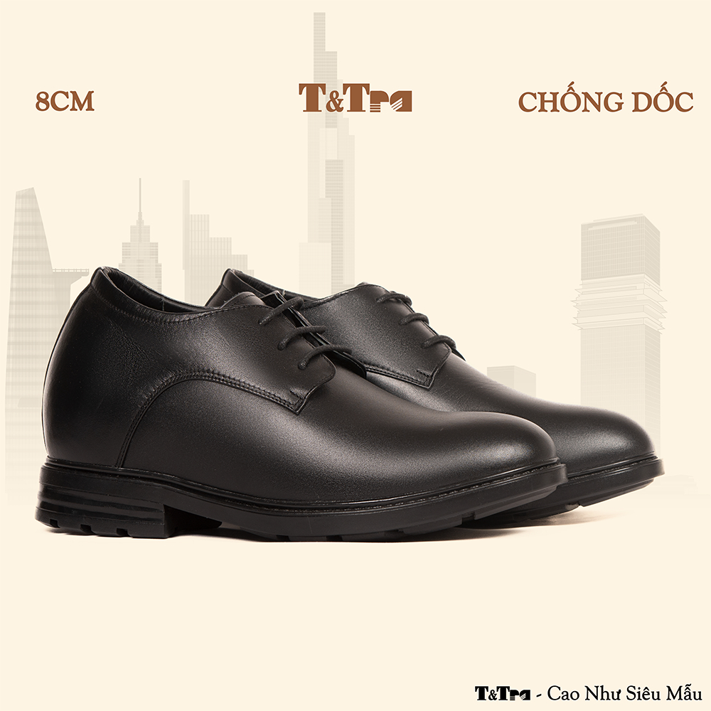 [ 8CM ] Giày Độn Nam T&Tra T82 Đen - Ít Dốc