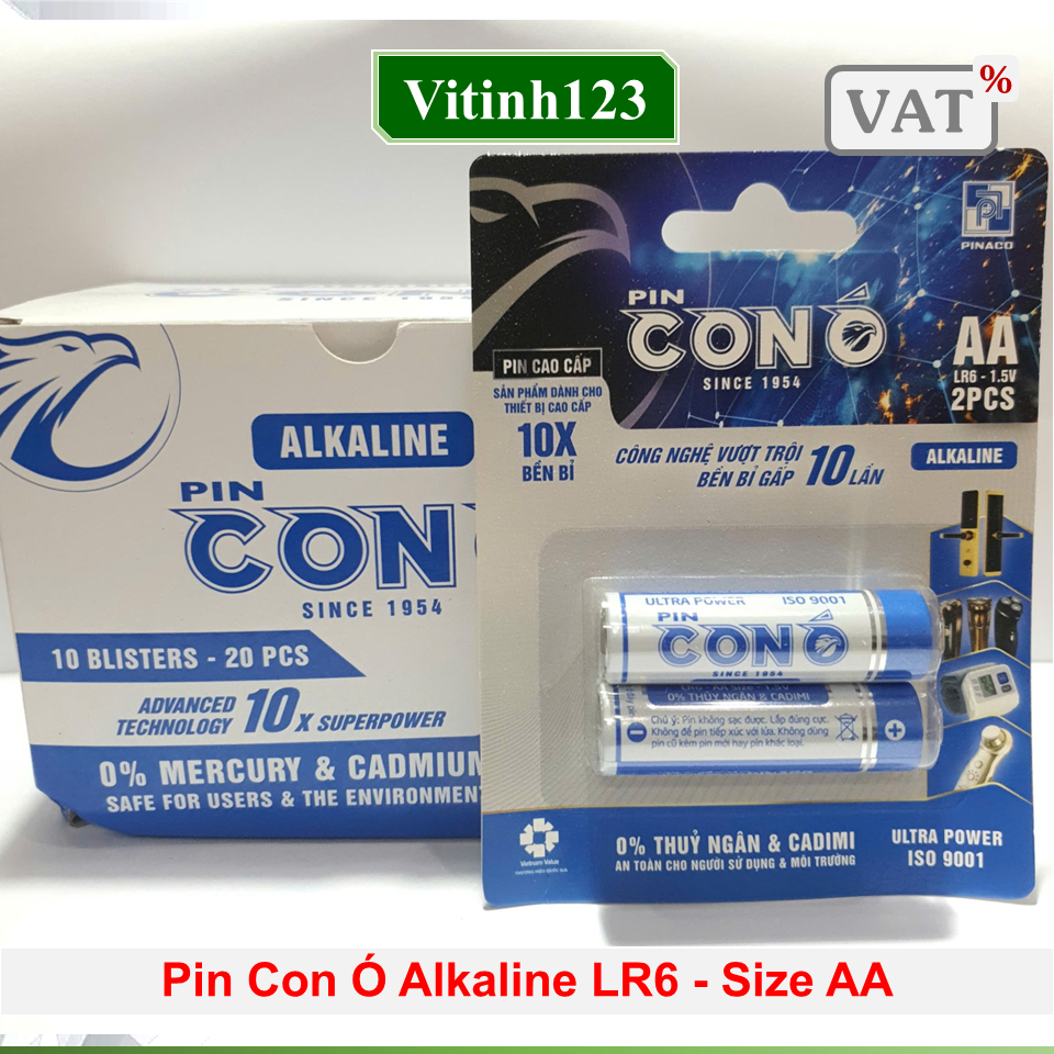Pin con Ó Alkaline LR03 AAA, Pin con Ó Alkaline LR6 AA (Hộp)