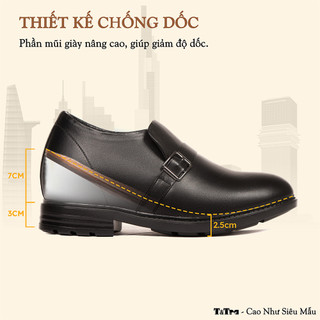 [10CM] Giày Nam Đế Cao T&Tra T90 Đen - Ít Dốc Mang Thoải Mái Hơn