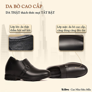 [10CM] Giày Nam Đế Cao T&Tra T90 Đen - Ít Dốc Mang Thoải Mái Hơn