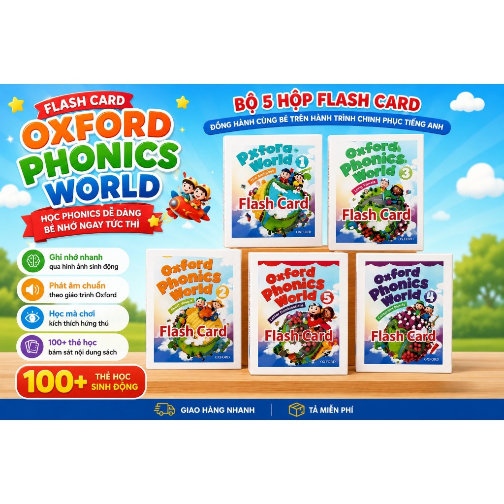 Bộ thẻ Oxford Phonics World Full Bộ 1-5 | Học Phonics, Từ Vựng, Phát Âm Tiếng Anh Cho Trẻ Em