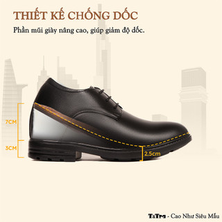 [10CM] Giày Nam Đế Cao T&Tra T92 Đen - Ít Dốc Mang Thoải Mái Hơn