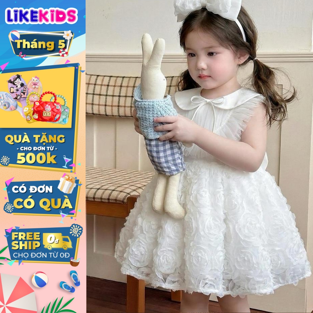 Đầm CÔNG CHÚA cho bé gái hoạ tiết ROSE MH40 D51 - Likekids
