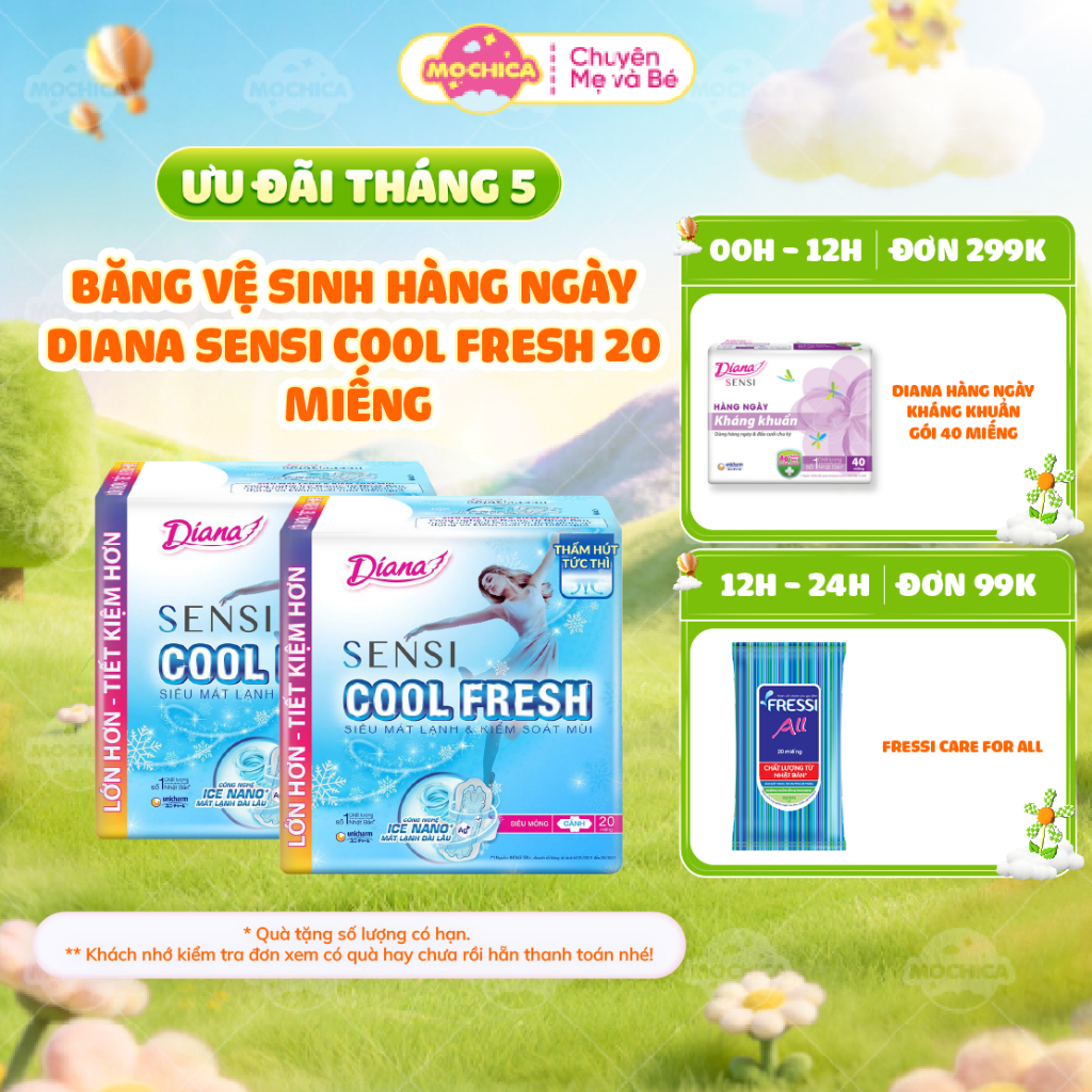 Băng vệ sinh Diana Sensi Cool Fresh siêu mỏng cánh gói 20 miếng _Mochica