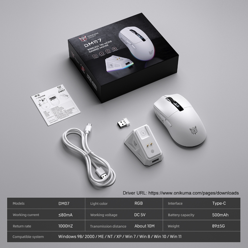 Chuột Không Dây Bluetooth Chuyên Gaming onikuma DM07 3MODE Chip Khủng PAW3311 Pollingrate 1Khz pin 500mAh có dock sạc | BigBuy360 - bigbuy360.vn