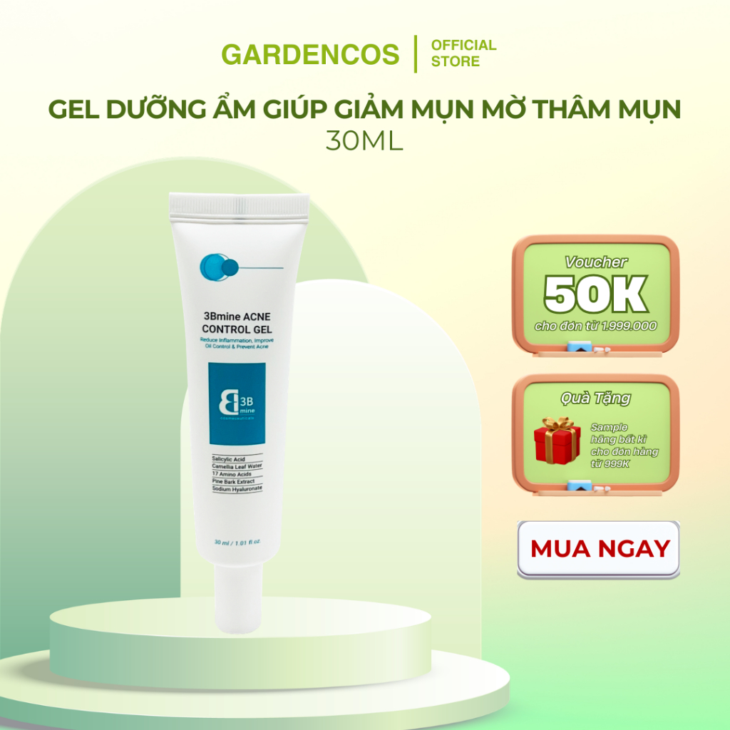 3Bmine Acne Control Gel Gel Dưỡng Ẩm Giúp Giảm Mụn Và Mờ Dần Vết Thâm Cho Da Dầu Mụn - Gardencos