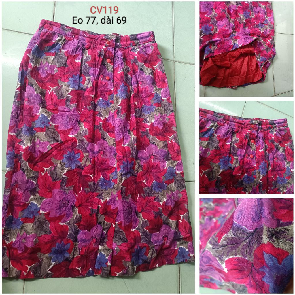 [Mã CV119] #Chân Váy Hoa Vintage Dệt Gấm Nổi - Thiết Kế 2 Lớp Cao Cấp (Mỗi Mẫu 01 Chiếc)