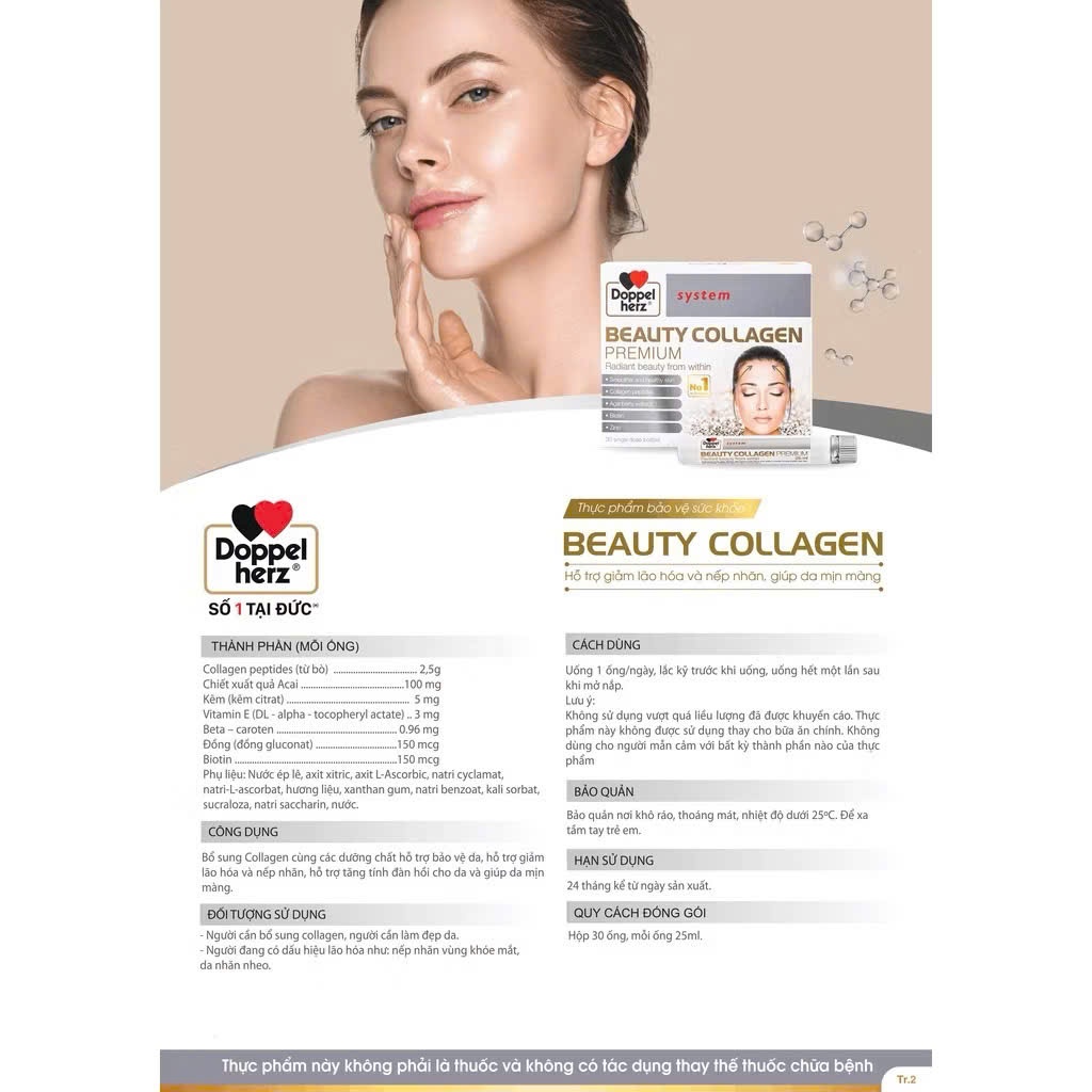 Beauty Collagen thuỷ phân Doppelherz-Hộp 30 ống- Bae Center