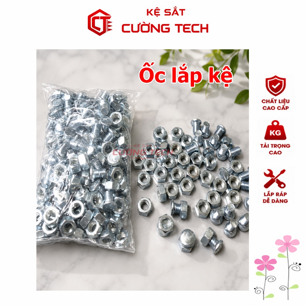 Ốc bắt kệ 50, 100 con | Kệ sắt V lỗ, Lắp kệ sắt V lỗ, Sắt V lỗ. Kệ Sắt Cường Tech.