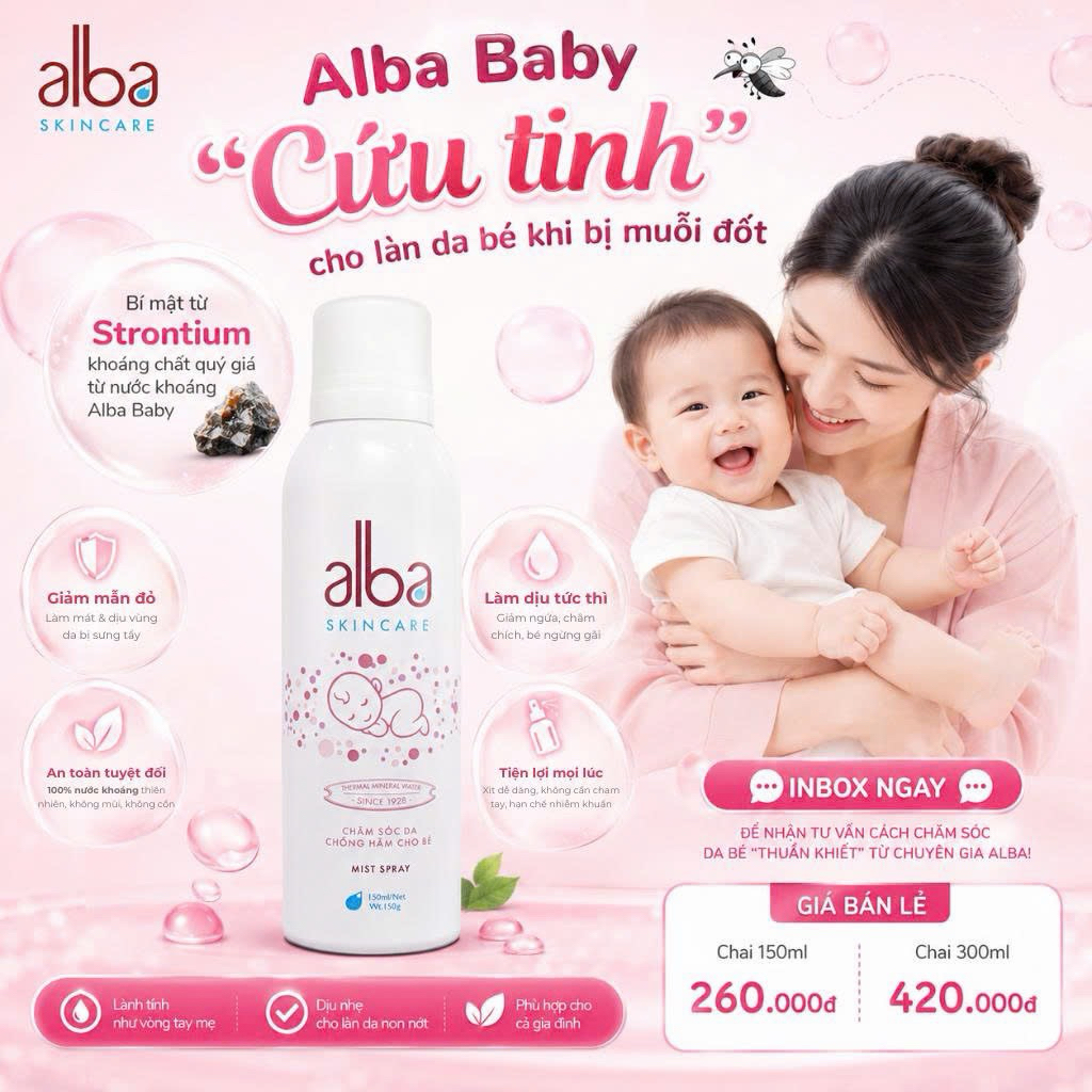 🫧Xịt khoáng dịu nhẹ lành tính cho bé ALBA SKINCARE BABY 300ml