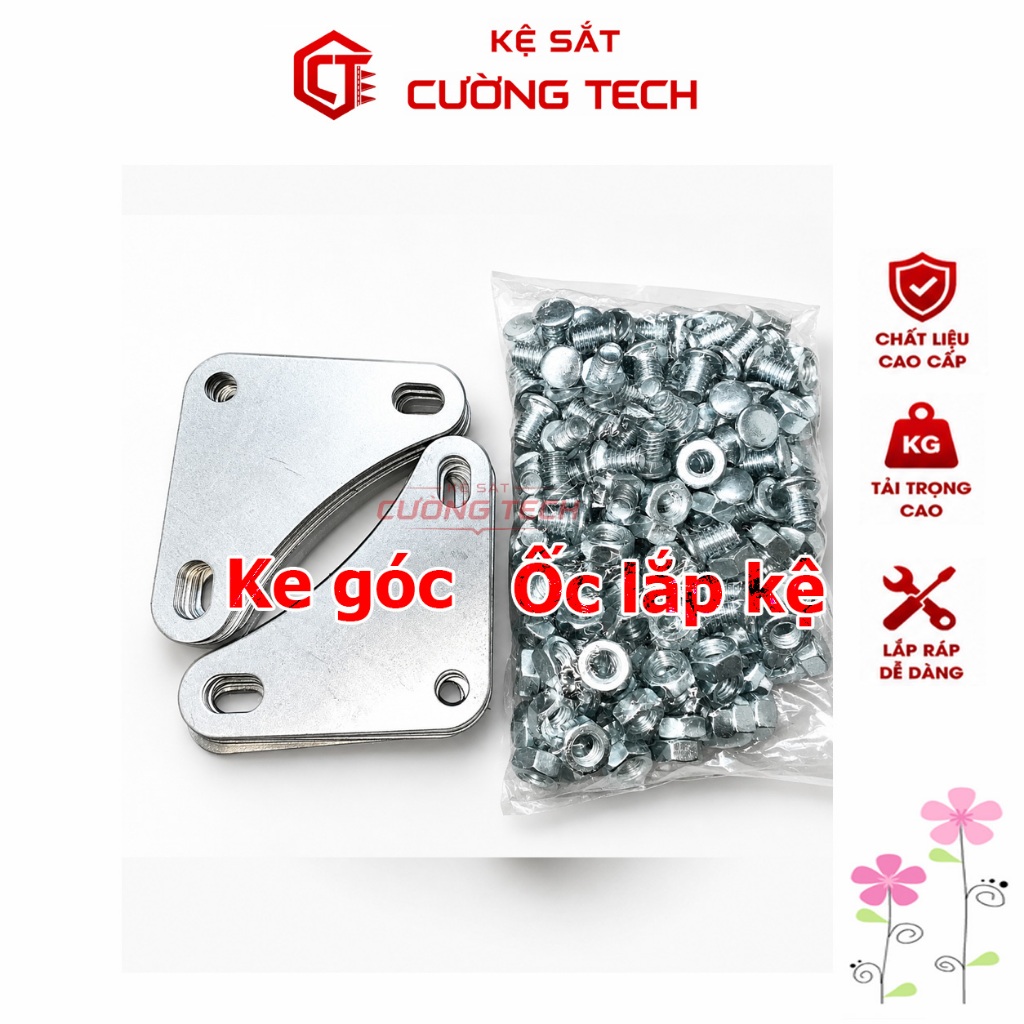[Combo Ốc, Pas, Chân nhựa] Ốc Bắt Kệ V Lỗ, Kèm Ke Góc Lắp Kệ - Kệ V Lỗ 3 tầng, 4 tầng, 5 tầng