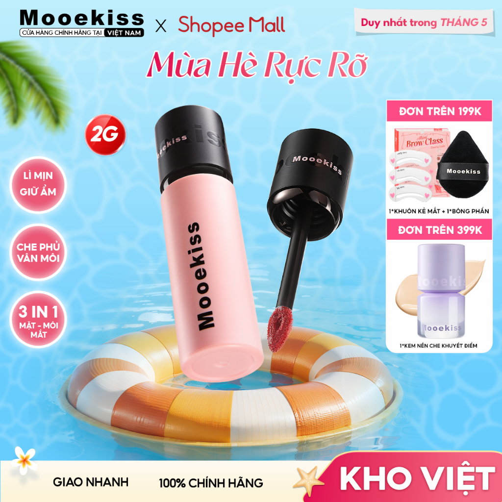 Son lì Mooekiss Lip Creamy Matte giúp tăng tone màu da, dịu nhẹ và dễ sử dụng V01 2g