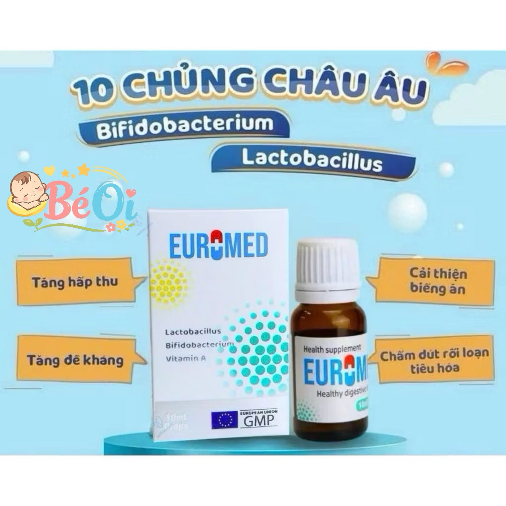 Men vi sinh Euromed I Nhập khẩu Ba Lan I Chứa 2 tỷ lợi khuẩn/ 5 giọt, cải thiện sớm tiêu chảy, táo b