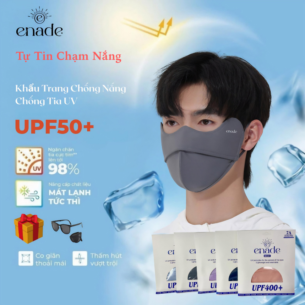 Khẩu Trang Vải Nửa Mặt Enade Chống Tia UV, Khẩu Trang Vải Chống Nắng Che Kín Mặt Chính Hãng ENADE