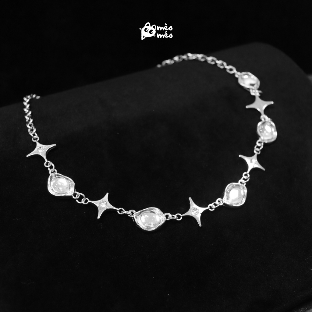 Dây Chuyền Y2K Đính Đá MÈOMÉO | FIDEL - Thép Titan, Ngọc Opal, Mạ Bạc, Không Gỉ, Unisex, Phụ Kiện Tr