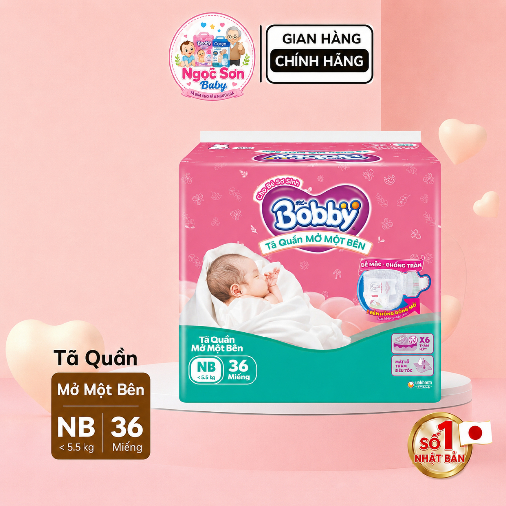 Tã Bỉm quần Mở Một Bên Bobby / Bobby Siêu khô thoáng Ultra+ - Hàng chính hãng