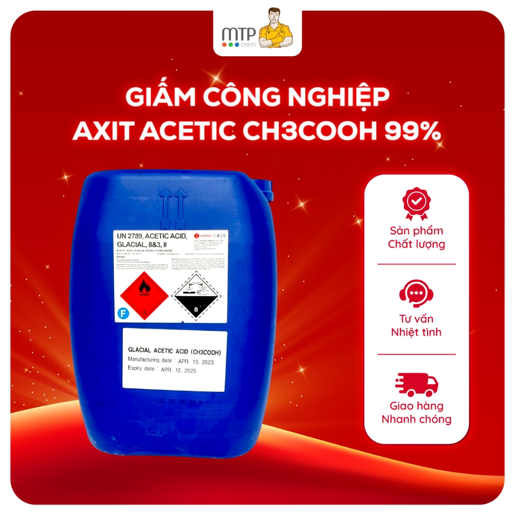 Dấm công nghiệp Axit Acetic CH3COOH 99% - Hàn Quốc tăng khẩ năng tẩy rửa cùng banking soda. 1 chai 9