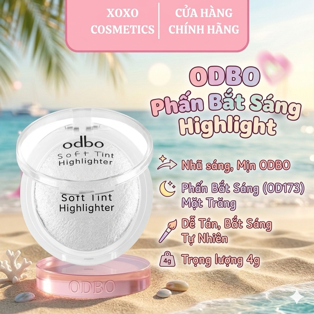 [ODBO] Phấn Bắt Sáng/Highlight Odbo (OD173) Mặt Trăng Nhũ sáng, Mịn ODBO Soft Tint Highlighter 4g