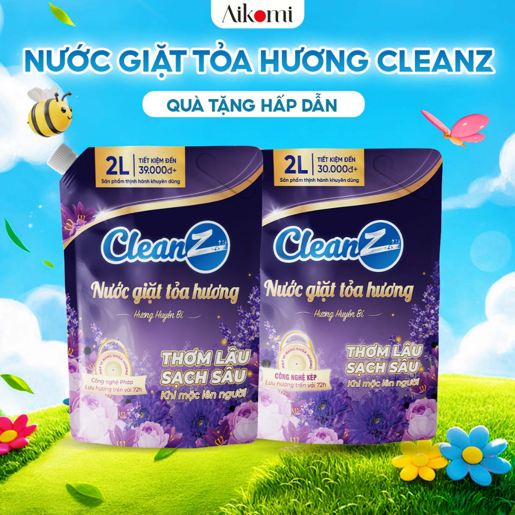 Combo 2 Túi Nước Giặt Tỏa Hương CleanZ Hương Huyền Bí Siêu Sạch, Lưu Hương Thơm Lâu Dài 2L