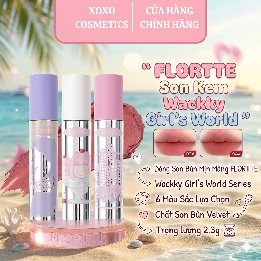 [FLORTTE] Son Kem FLORTTE Wackky Girl's World Series (6 màu) 2.3g FLORTTE