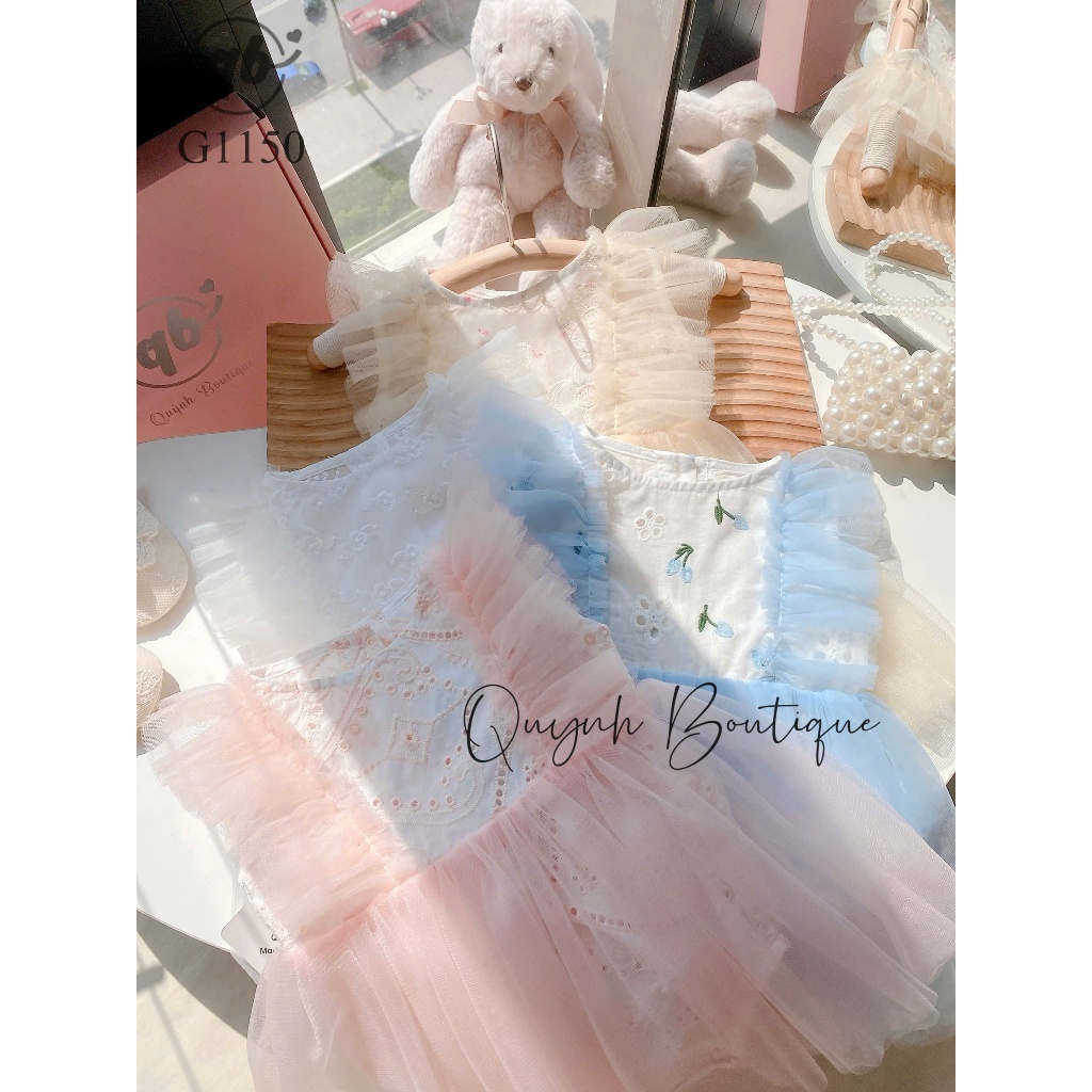 Body váy phối lưới nhiều màu cho bé gái - body váy bé gái - body váy quỳnh boutique