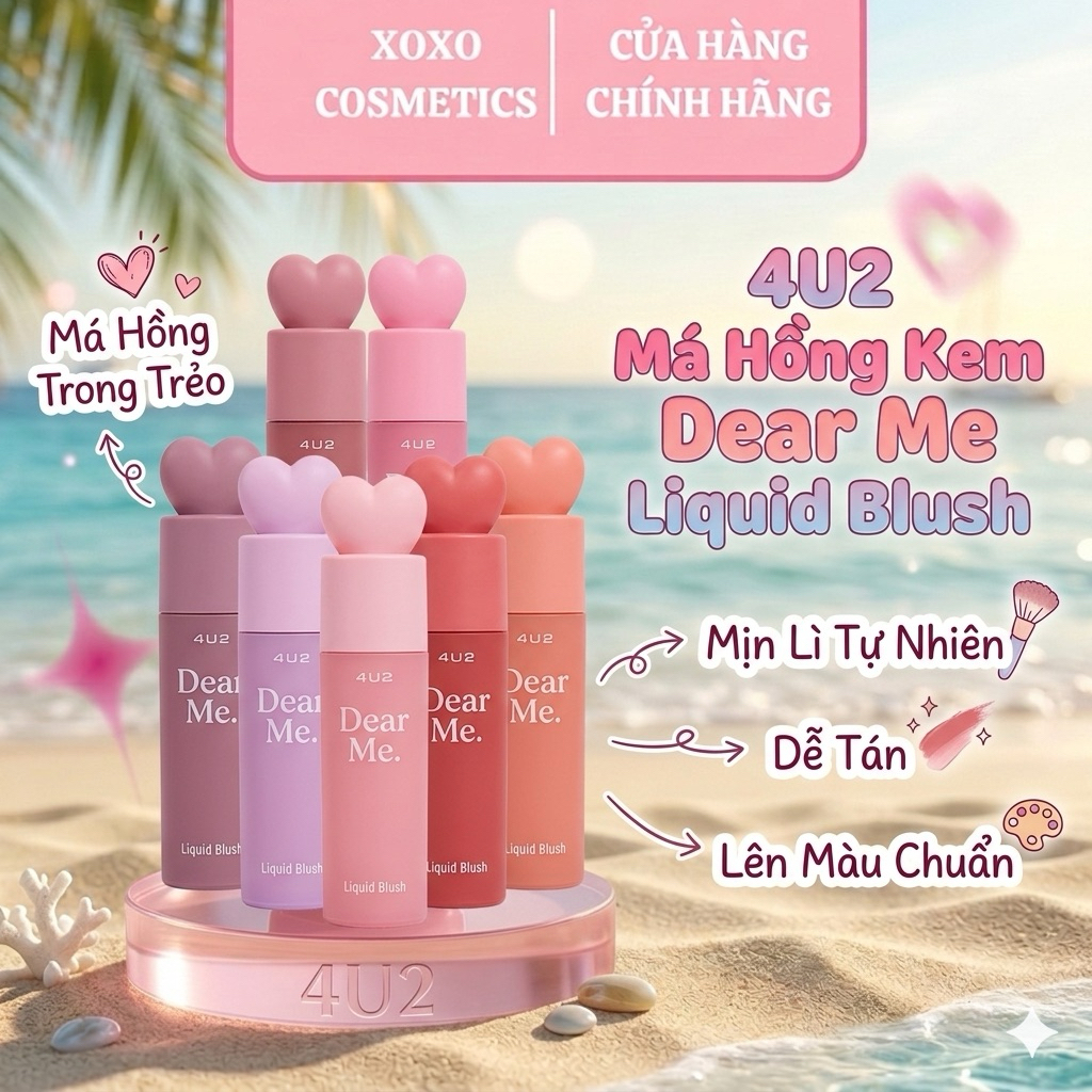 [4U2] Má Hồng Kem 4U2 Dear Me Liquid Blush – Mịn Lì Tự Nhiên, Dễ Tán, Lên Màu Chuẩn, Má Hồng Trong T