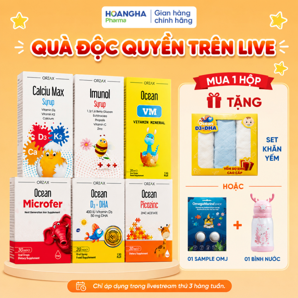 [LIVE] Mua 1 Hộp ORZAX Bất Kì Tặng 1 Set Khăn Yếm Cao Cấp Hoặc 1 Bình Nước Và 1 Sample Omega3